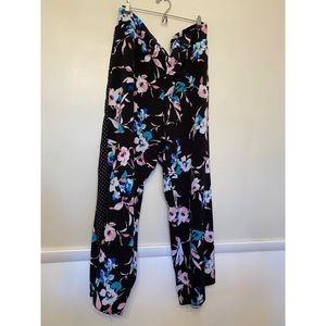 Lane Bryant floral polka dot wide leg pants